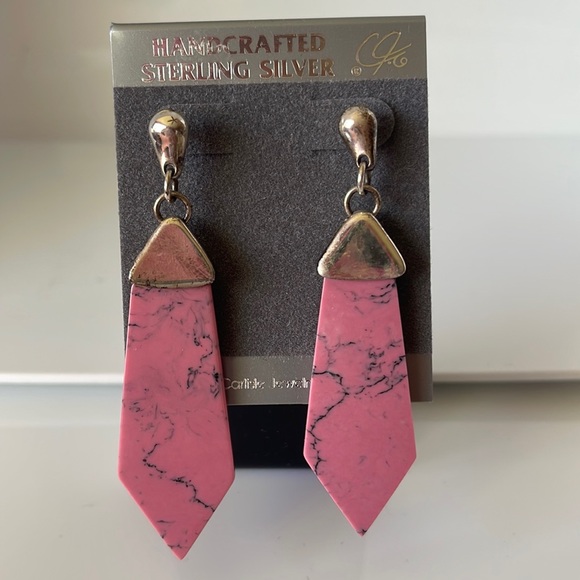 •LIL' YARROW• rhodonite in quartz fang + silver earrings main image 1